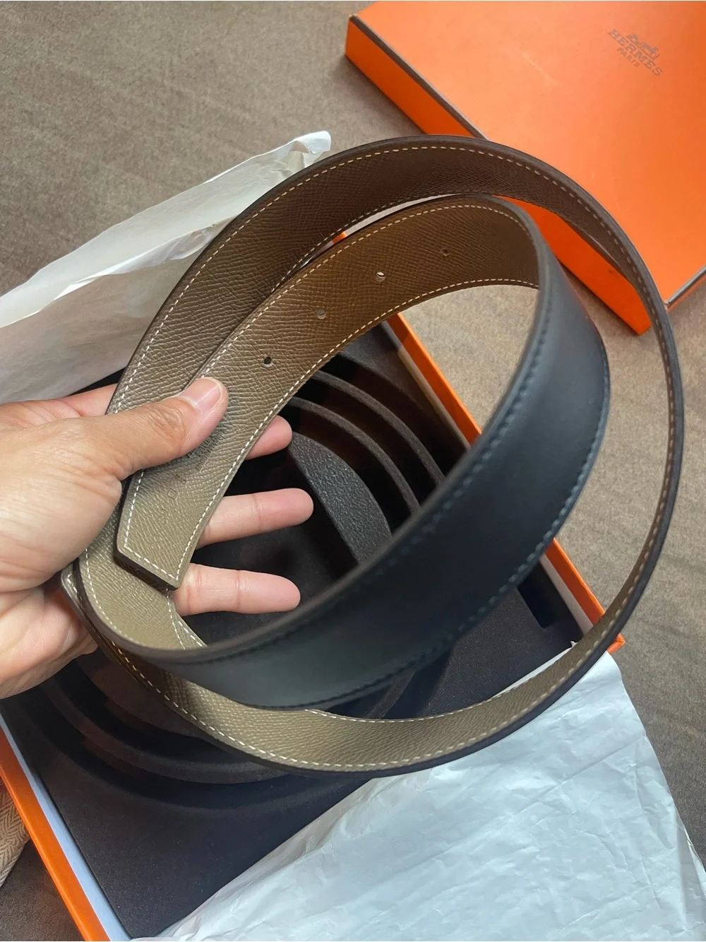 Hermes Silver Pyramid Stud Ring Buckle Belt